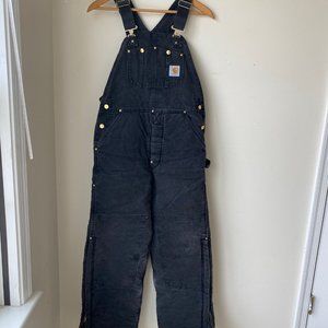 Carharrt Black Insulated Double Knee Bibs 32x30